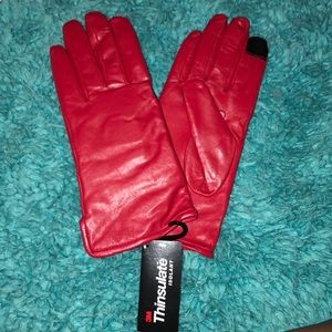 red leather gloves
